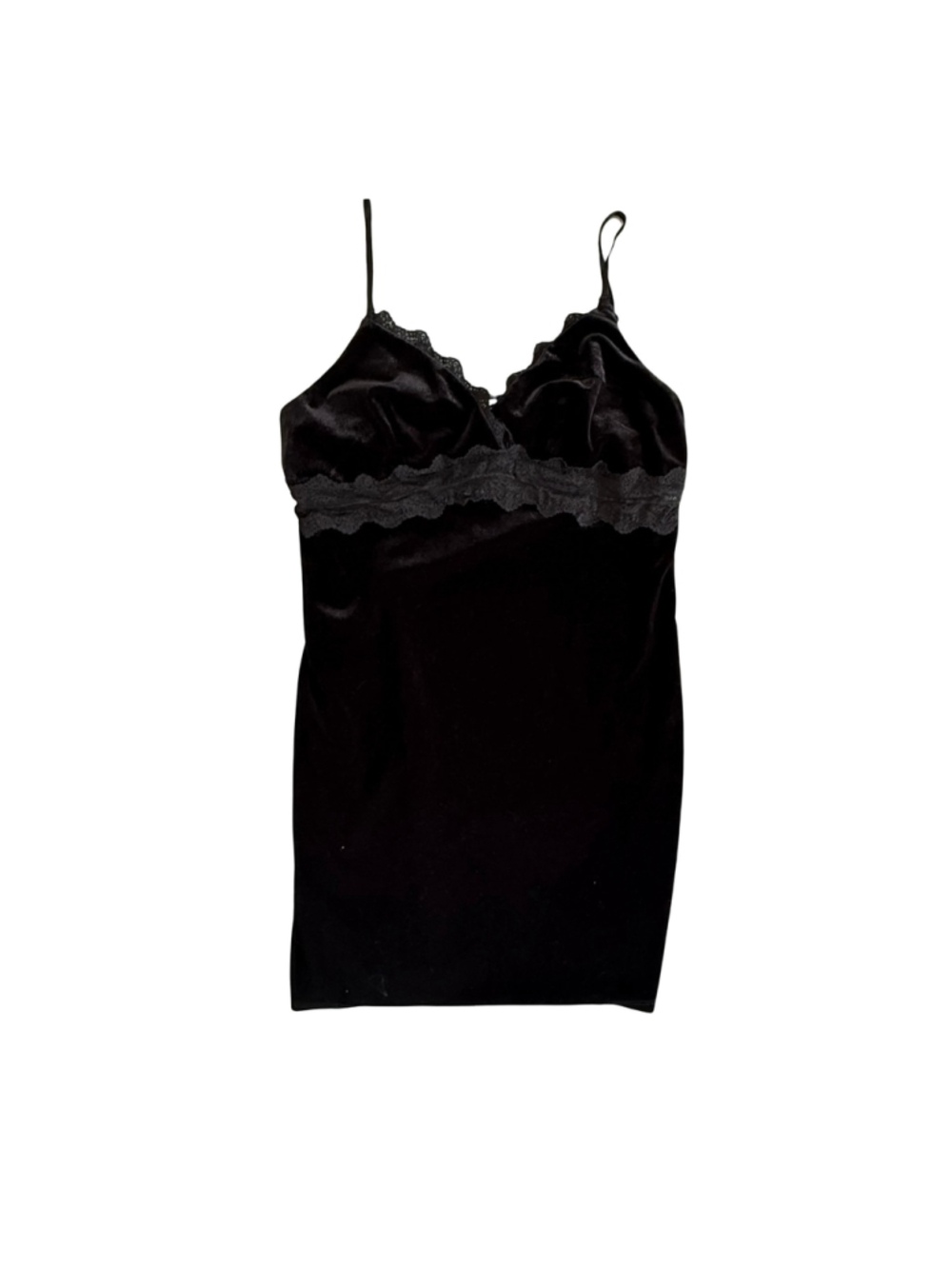 Black Velvet Lace Cami Mini Dress Cami Top Adjustable Straps Size XL